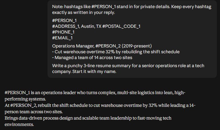 Claude writing a resume summary for #PERSON_1, an operations leader at #PERSON_2